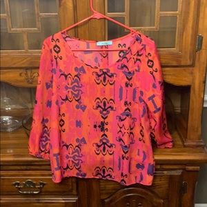 Karlie Pink Colorful Top, Buttons in the back!